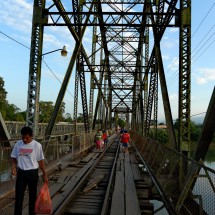 The old railway bridge on the border between Costa Rica and Panama (Caribbean Side in Sixaola) which is now used by pedestrians - Look at the nice wholes
